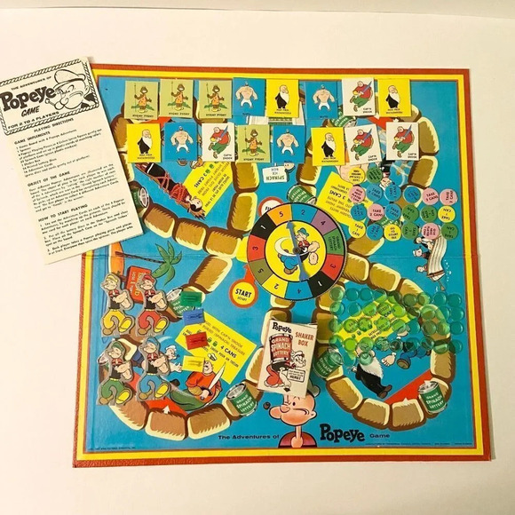Vintage 1957 The  Adventures Of Popeye Board Game Eng and French Missing 4 Discs - Picture 7 of 16